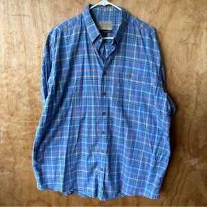 Cabela’s Blue Plaid Long Sleeve Button Down Collared Shirt